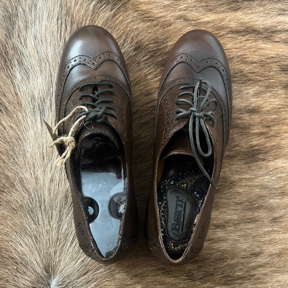 Born Dark Brown Leather Oxfords - Picture 4 of 9